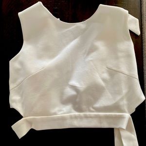 White crop top with tie back